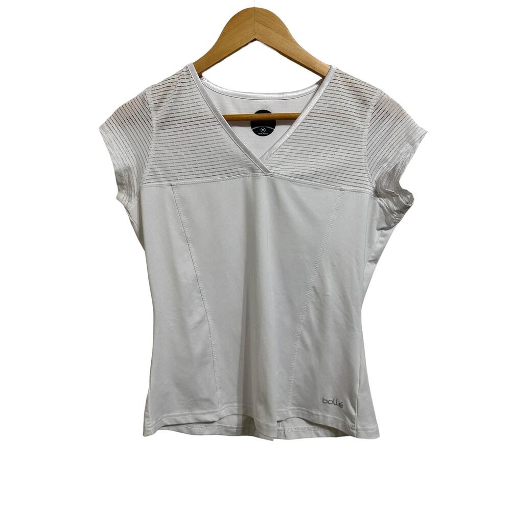 Bolle‎ Womens Back Button White V-Neck Athletic Top Size M